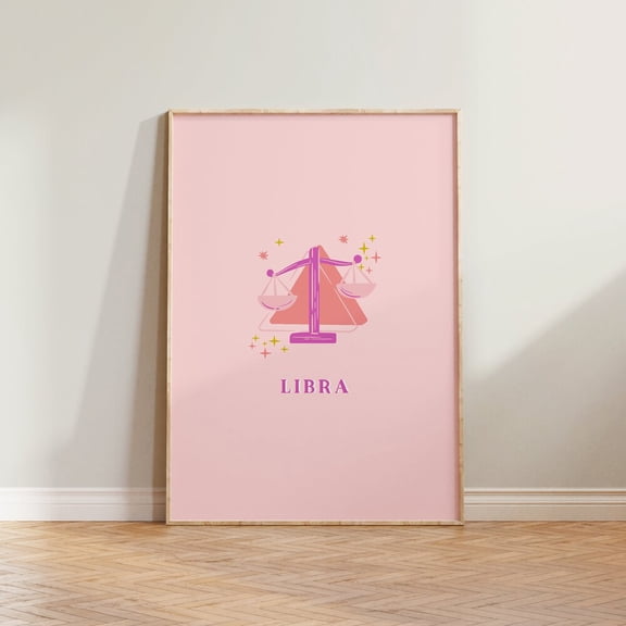 Libra Print Libra Art Print Horoscope Zodiac Print Zodiac Gift Astrology Poster Libra Star Sign Wall Art Pink Libra Print Libra Gift