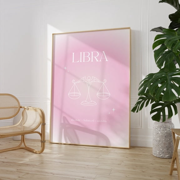 Libra Print Print, Gradient Libra Print, Libra Zodiac Wall Art, Zodiac Print, Star Print Home Decor #732, Unframed Canvas Size 16x24