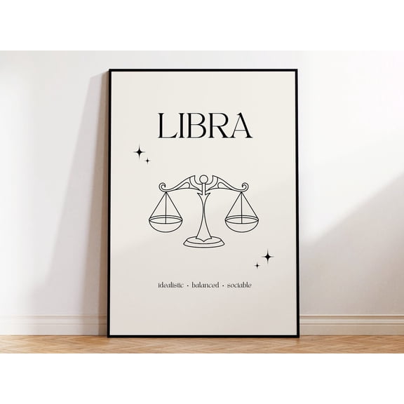 Libra Print Print, Minimalist Libra Print, Libra Zodiac Wall Art, Zodiac Print, Star Print Home Decor #959, Unframed Canvas Size 16x24