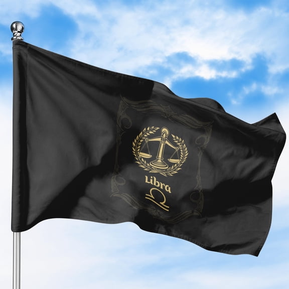 Libra - The Scales Outdoor Flag (1x1.5ft) by DreamController - Durable, Fade-Resistant Polyester, Double-Stitched, Brass Grommets - HD Printed Zodiac Signs Flag - Made in USA