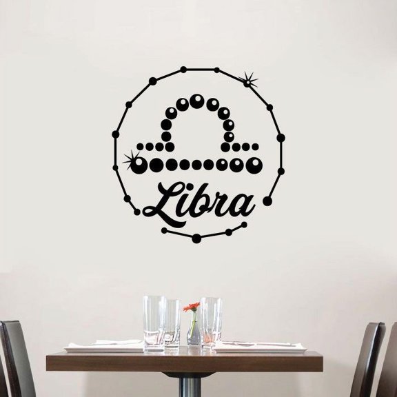 Libra Scales Symbol Air Sign Libra Zodiac Sign Astrological Chart Symbol Constellation Vinyl Wall Art Wall Sticker Wall Decal Home Room Wall Office Living Room Wall Decoration Decal Size (20x20 inch)