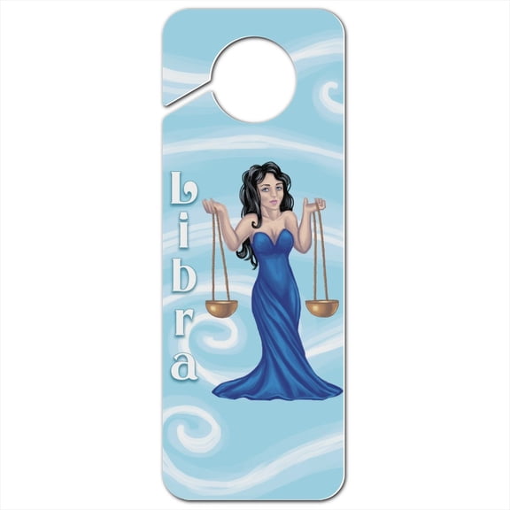 Libra Scales Zodiac Horoscope Plastic Door Knob Hanger Sign