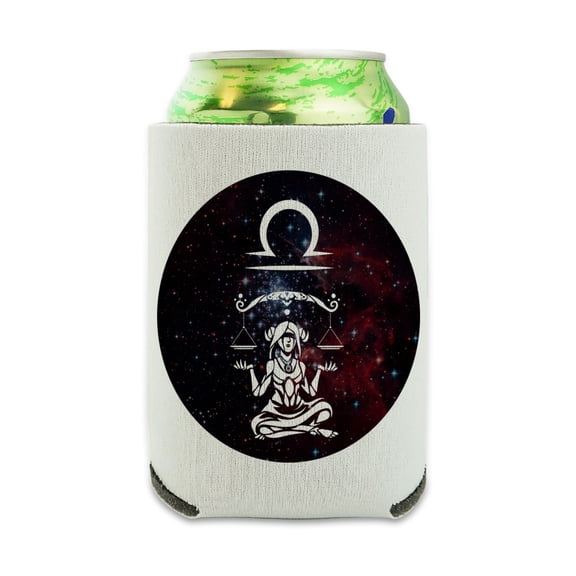 Libra Scales Zodiac Sign Horoscope in Space Can Cooler - Drink Sleeve Hugger Collapsible Insulator - Beverage Insulated Holder