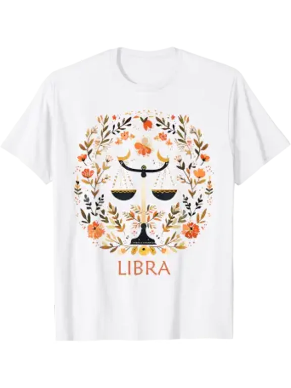 Libra Sign Floral Zodiac Boho Astrology Symbol T-Shirt
