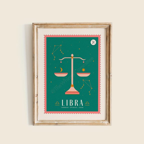 Libra Star Sign Art Wall Art Libra Zodiac Poster