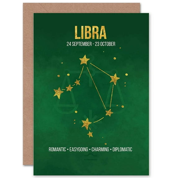 Libra Star Sign Birthday Card Astrology Zodiac Greetings Card Plus Envelope Blank inside