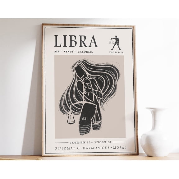 Libra Star Sign Poster Boho Zodiac Art Print