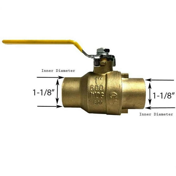 Libra Supply 1 inch Lead Free All Sweat Brass Ball Valve CxC, (Click in for more size options), 1'' Full Support, 600 WOG, Forge Body