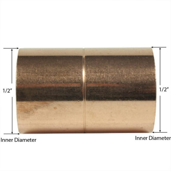 Libra Supply 3/8 inch Copper Pressure Coupling with Rolled Stop C x C, (Pack of 20 pcs, click in for more size options), 3/8'', 3/8-inch Copper Pressure Pipe Fitting Plumbing Supply