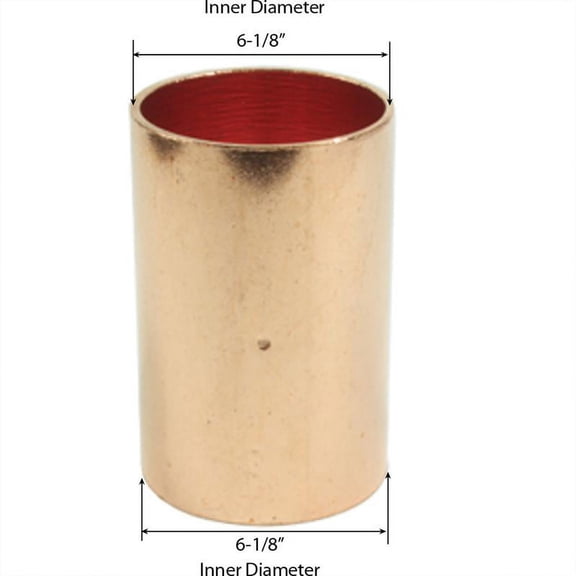 Libra Supply 6 inch Copper Pressure Coupling with Dimpled Stop C x C, (click in for more size options), 6'', 6-inch Copper Pressure Pipe Fitting Plumbing Supply