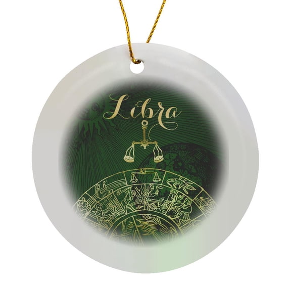 3drose, Libra Symbol Astrology Wheel Zodiac Sign Horoscope, Circle Porcelain Ornament