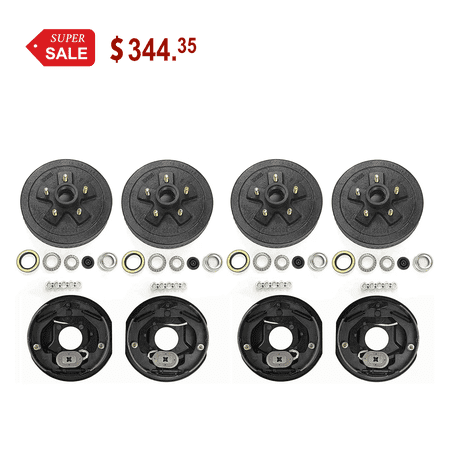 LIBRA 2 Sets Trailer 5 on 4.5" B.C. Hub Drum Kits with 10" x2-1/4 Electric Brakes for Tandem 3500 Lbs Axles