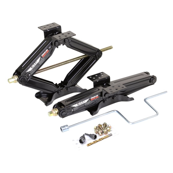 Libra Trailer Parts Set of 2 Libra Premium 20" 5000 lb RV Trailer Stabilizer Leveling Scissor Jacks w/ Power Drill Socket and Complete Set Mounting Hardware