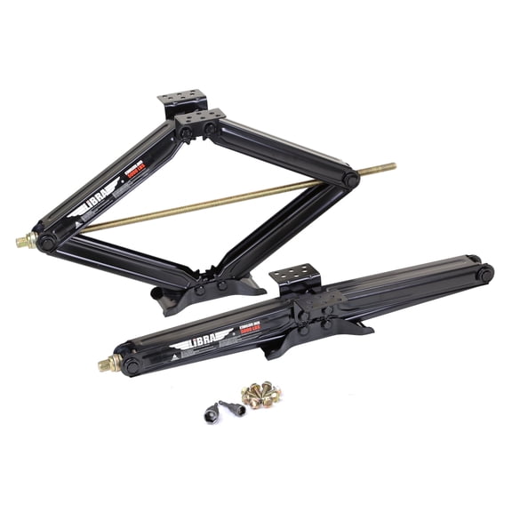 Libra Trailer Parts Set of 2 Libra Premium 30" 5000 lb RV Trailer Stabilizer Leveling Scissor Jacks w/ Power Drill Socket and Complete Set Mounting Hardware