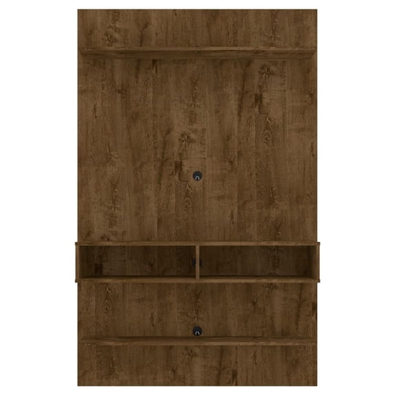 Libra Wood Fltg. 45" Wall Entertainment Center w/ Overhead Shelf in Rustic Brown