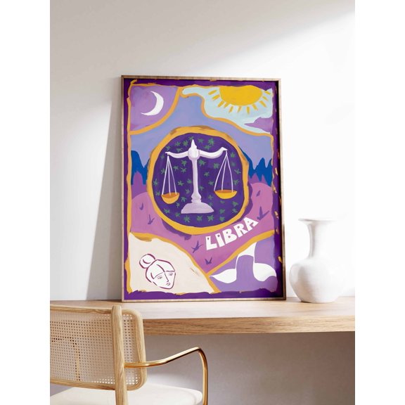 Libra Zodiac Art Print, Boho Celestial Poster, Poster Only