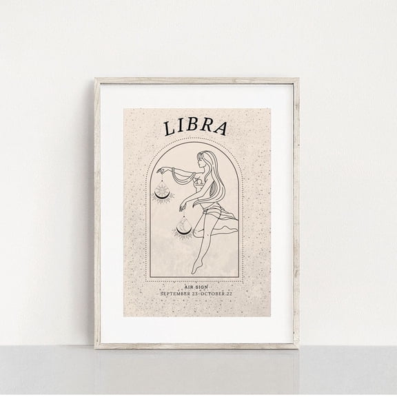 Libra Zodiac Art Print, Elegant Astrology Poster Home Decor UNFRAMED Poster, Wall Art for Decor, Present, 8x12