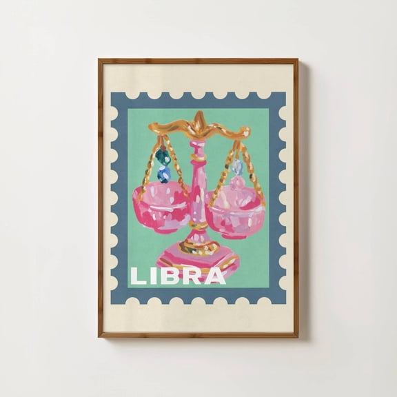 Libra Zodiac Art Print, Libra Astrology Gifts, Zodiac Sign Poster, Celestial Decor, Horoscope Art, Libra Star Sign Gift, Boho Libra Print, Poster Only