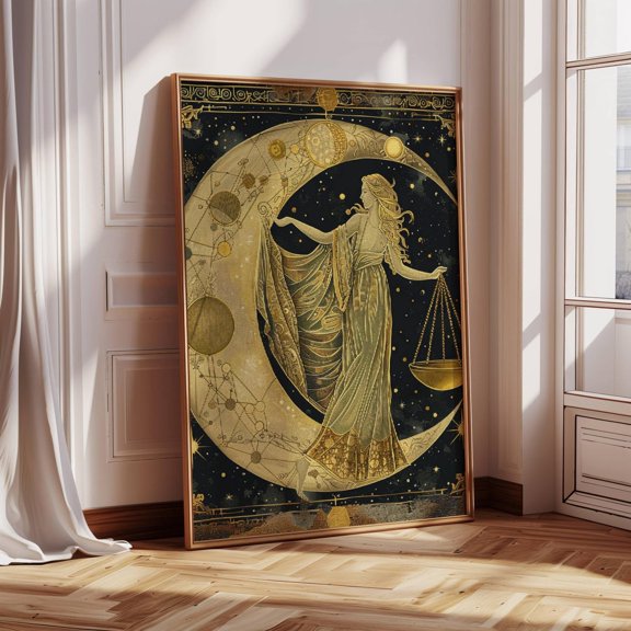 Libra Zodiac Astrology Art Print September October Birthday, Unframed Paper Poster 8x10in