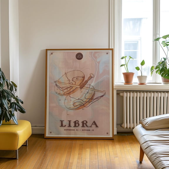 Libra Zodiac Celestial Horoscope Wall Art Decor Unframed Paper Print