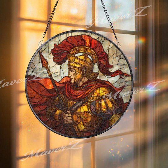 Libra Zodiac Glass Suncatcher, Round Moon Stars Balance Scale, 3.5 in