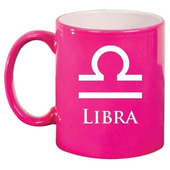 Libra Zodiac Horoscope Ceramic Coffee Mug Tea Cup Gift (11oz Hot Pink)