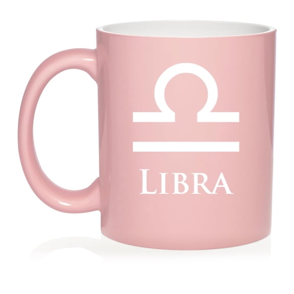 Libra Zodiac Horoscope Ceramic Coffee Mug Tea Cup Gift (11oz Light Pink)