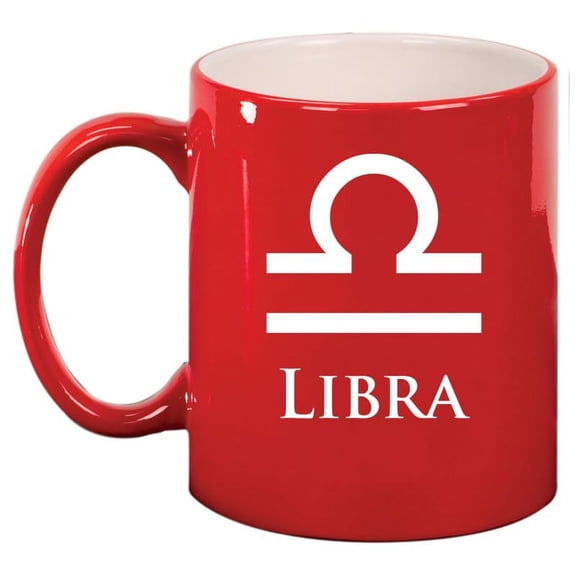 Libra Zodiac Horoscope Ceramic Coffee Mug Tea Cup Gift (11oz Red)