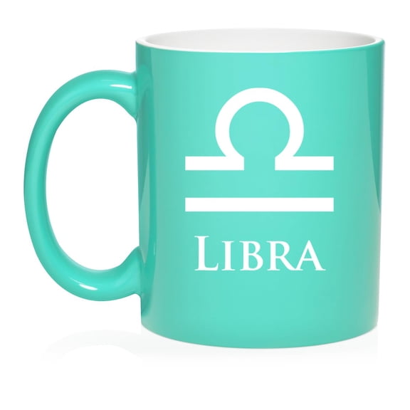 Libra Zodiac Horoscope Ceramic Coffee Mug Tea Cup Gift (11oz Teal)