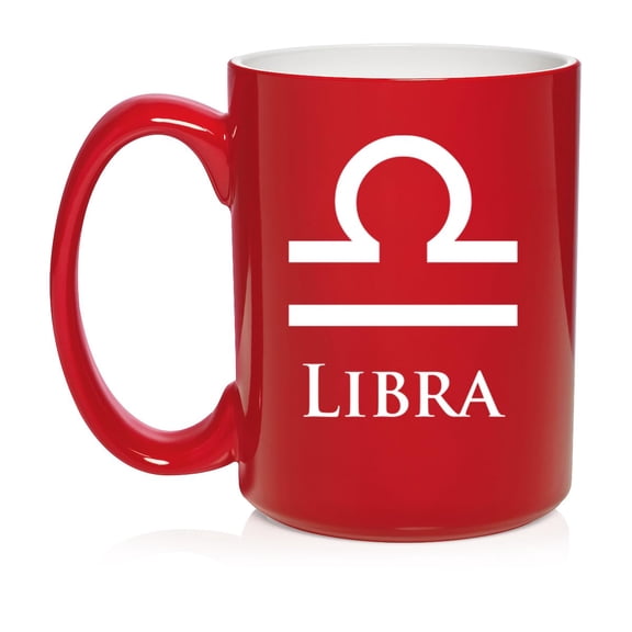 Libra Zodiac Horoscope Ceramic Coffee Mug Tea Cup Gift (15oz Red)