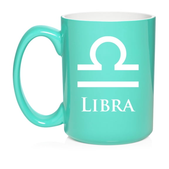 Libra Zodiac Horoscope Ceramic Coffee Mug Tea Cup Gift (15oz Teal)