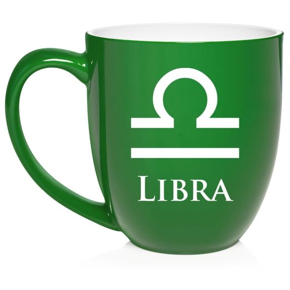 Libra Zodiac Horoscope Ceramic Coffee Mug Tea Cup Gift (16oz Green)