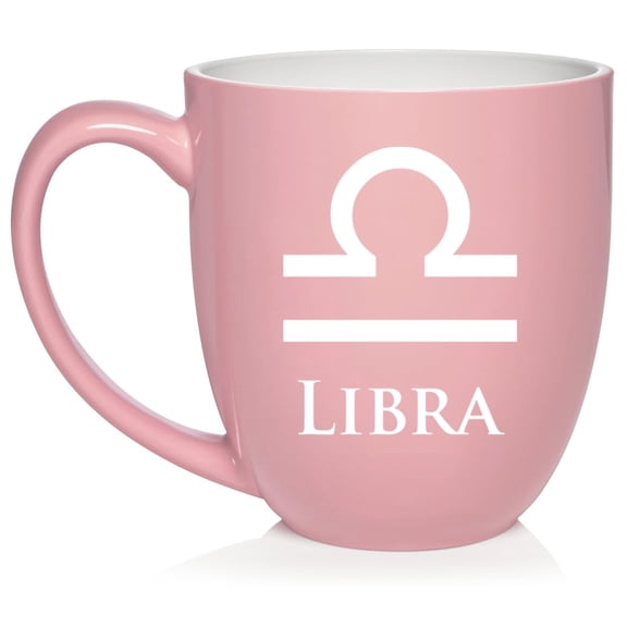 Libra Zodiac Horoscope Ceramic Coffee Mug Tea Cup Gift (16oz Light Pink)