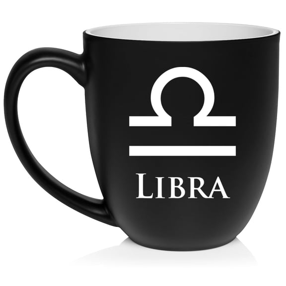 Libra Zodiac Horoscope Ceramic Coffee Mug Tea Cup Gift (16oz Matte Black)