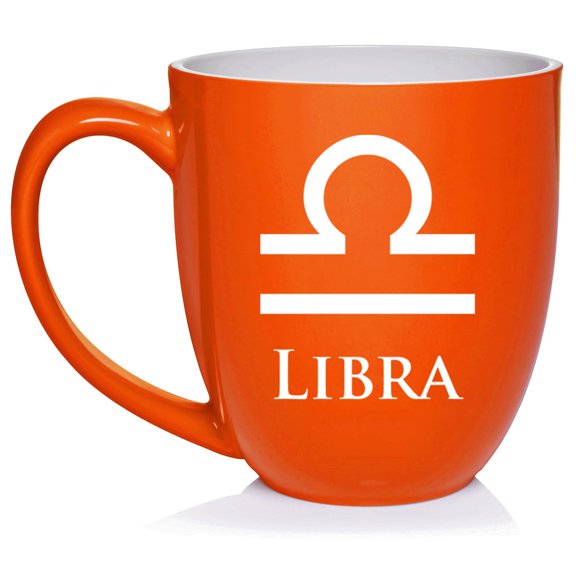 Libra Zodiac Horoscope Ceramic Coffee Mug Tea Cup Gift (16oz Orange)
