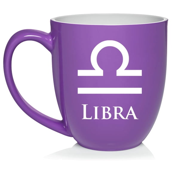 Libra Zodiac Horoscope Ceramic Coffee Mug Tea Cup Gift (16oz Purple)