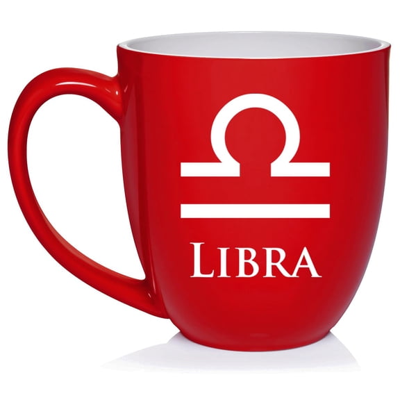 Libra Zodiac Horoscope Ceramic Coffee Mug Tea Cup Gift (16oz Red)