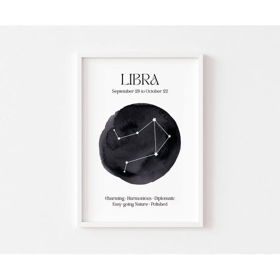 Libra Zodiac Poster, Astrology Posters, Zodiac Star Poster Wall Art, Celestial , Star , Spiritual Poster, Constellation, Venus Poster, Size 8x12 UNFFRAMED F03.1.7l2583