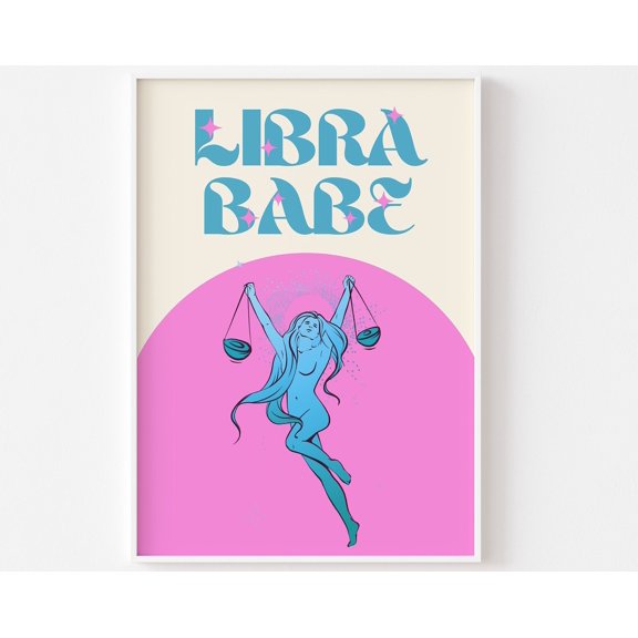 Libra Zodiac Print Retro Astrology Poster Funky Y2K Art