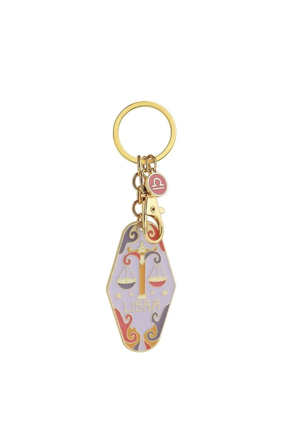 Libra Zodiac Retro Motel Keychain – Stop Ordinary Key Accessories for Balanced Commuter Style