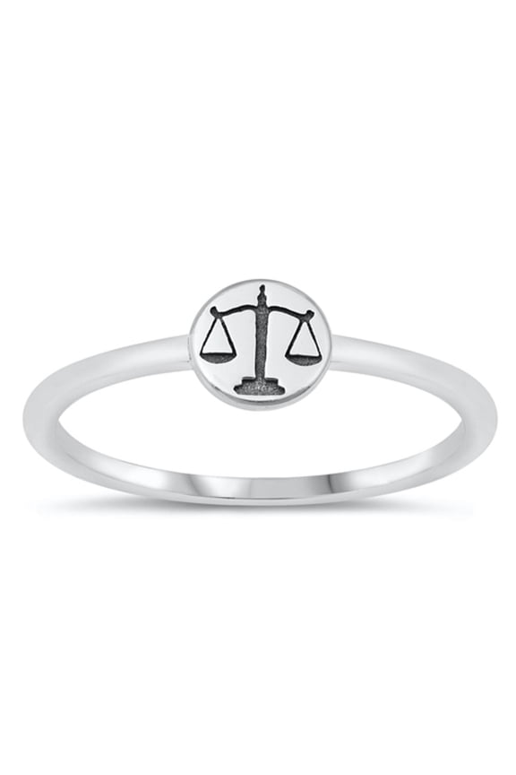 Libra Zodiac Ring .925 Scales Sterling Silver Band Jewelry Female Male Unisex Size 4