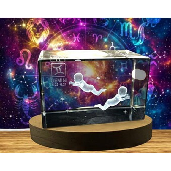 Libra Zodiac Sign 3D Engraved Crystal Keepsake Gift