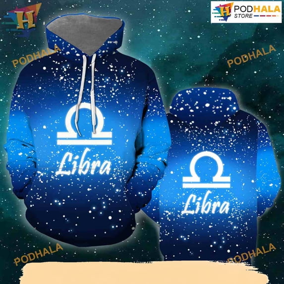 Libra Zodiac Sign All Over Printed 3D Hoodie T-Shirt