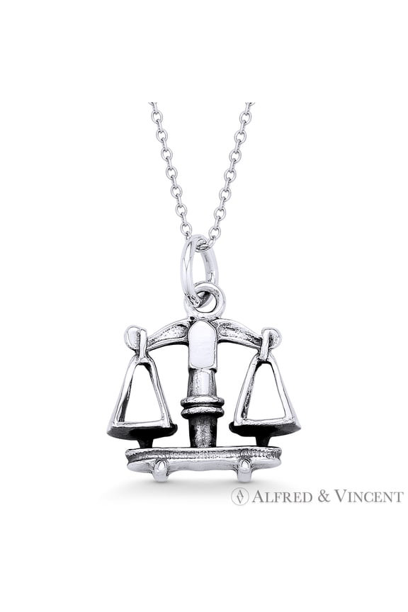 Libra Zodiac Sign Astrology 24x18.5mm (1x0.7in) Pendant in Oxidized .925 Sterling Silver