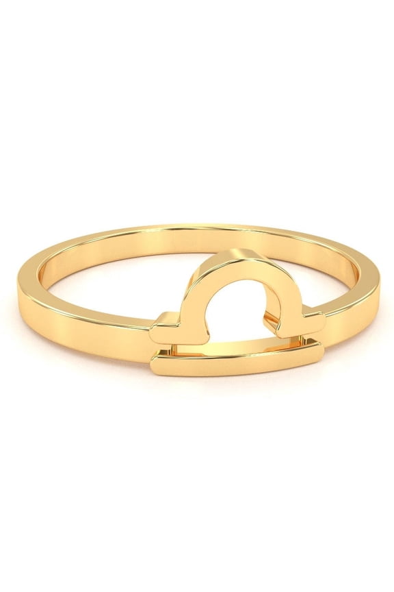 Libra Zodiac Sign Ring In Solid 14k Yellow Gold