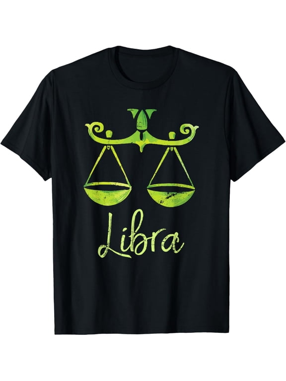 Libra Zodiac Sign T-Shirt Astrology Zodiac Sign TeesMen's and women's gift, black and white T-shirt, size: Extra large S-4XL