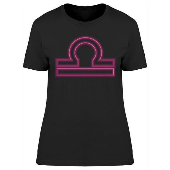 Libra Zodiac Symbol Neon Design T-Shirt Women -Image by Shutterstock, Female XX-Large