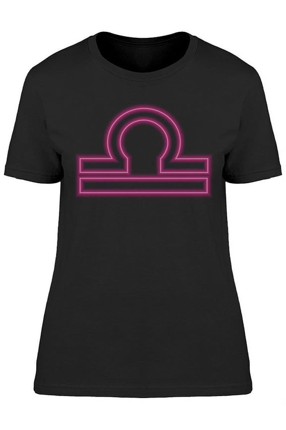 Libra Zodiac Symbol Neon Design T-Shirt Women -Image by Shutterstock, Female XX-Large