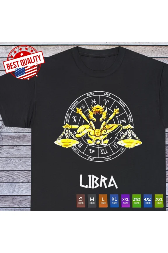 Libra Zodiac T Shirt 90s Anime Clothing Manga Japanese Tee Otaku Birthday Gift