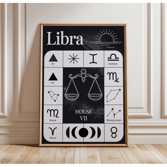 Libra Zodiac Wall Art Print, Astrology Artwork, Celestial Decor